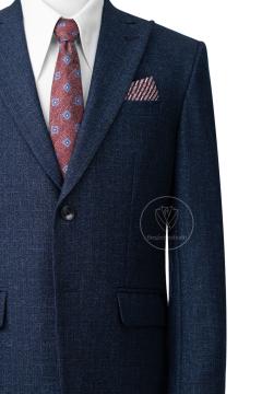 Bộ Suit Xanh Đậm Sọc Xước Classic Fit TGS367