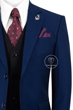 Bộ Suit Xanh Navy Caro Ẩn Modern Fit TGS360