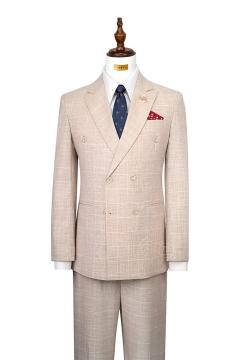 Bộ Suit Beige Kẻ Caro Modern Fit TGS364