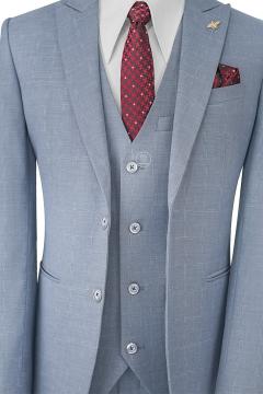 Bộ Suit Xám Xanh Kẻ Sọc Xước Modern Fit TGS371