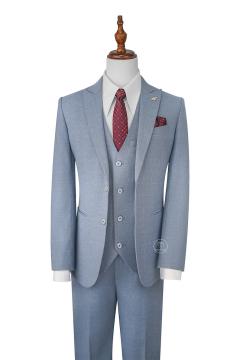 Bộ Suit Xám Xanh Kẻ Sọc Xước Modern Fit TGS371