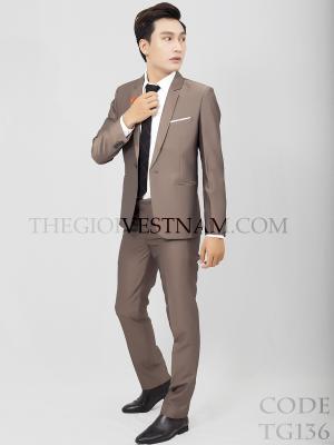 Bộ suit nâu đất một nút TGS136