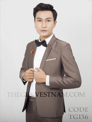 Bộ suit nâu đất một nút TGS136