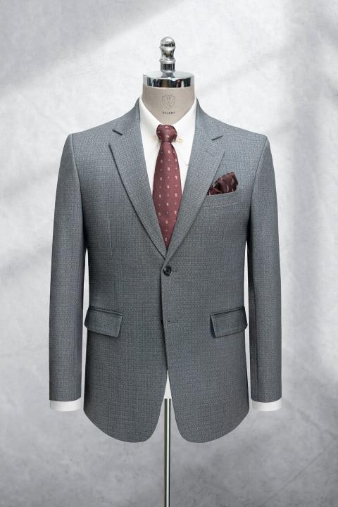 Bộ Suit Ghi Xanh Hoạ Tiết Kẻ Mờ Classic Fit TGS387