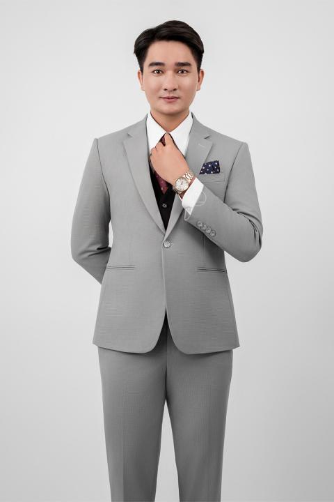 Bộ Suit Xám Trắng Caro Modern Fit TGS355