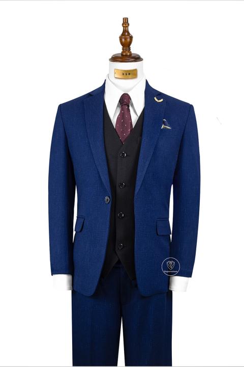 Bộ Suit Xanh Navy Sọc Xước Modern Fit TGS350