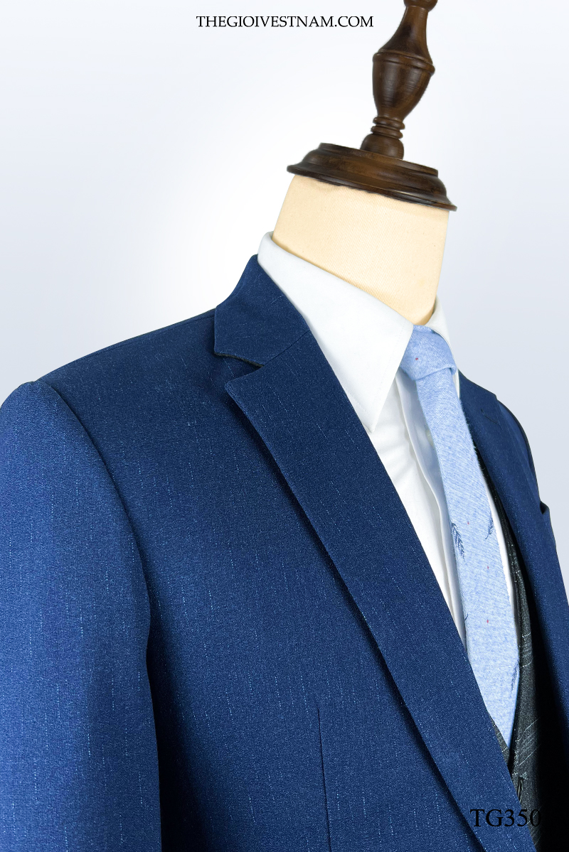 Vest xanh navy sọc xước 1 nút TG350 #2
