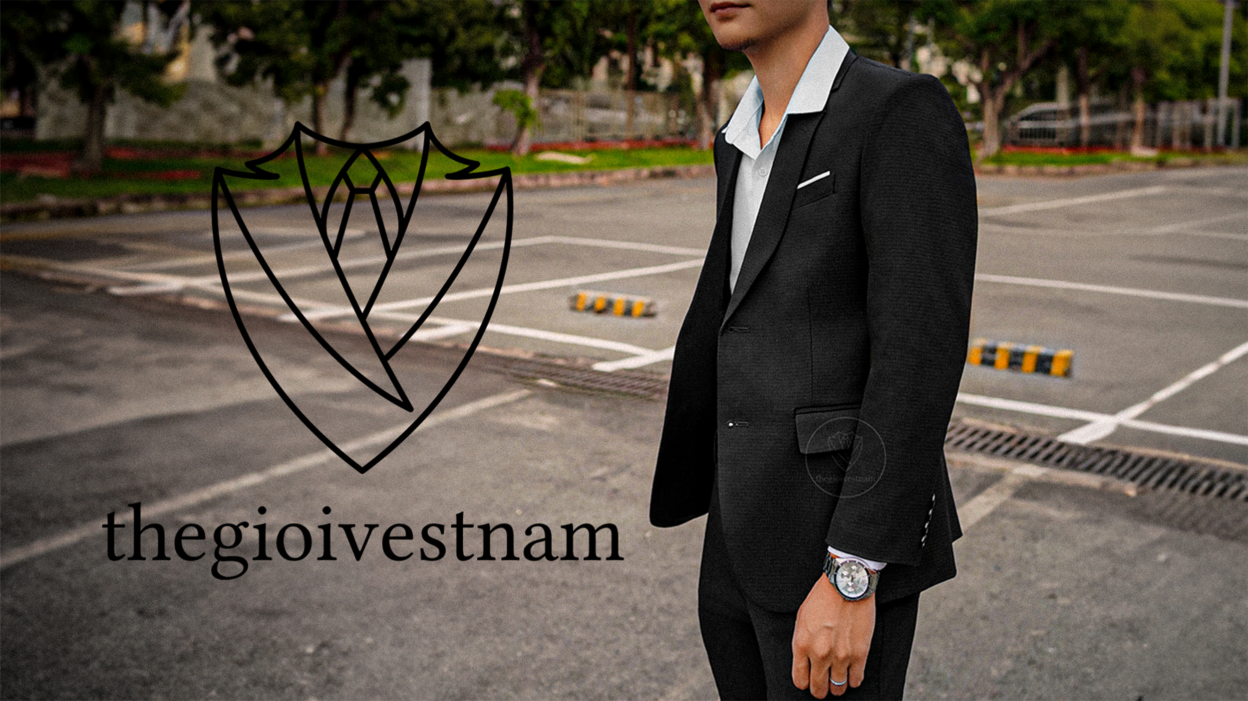 Bộ Suit Đen Gân Kẻ Vuông Modern Fit TGS357